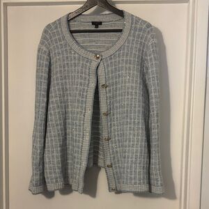 Talbots Light Blue Textured sparkle cardigan 2XL
